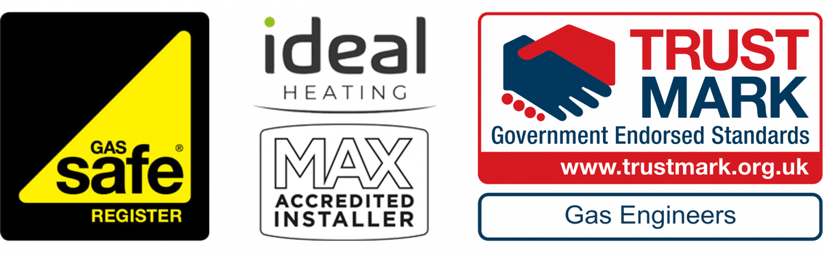 Gas Safe Register, Ideal Heating, MAX Accredited Installer and TrustMark Government Endorsed Standards accredited